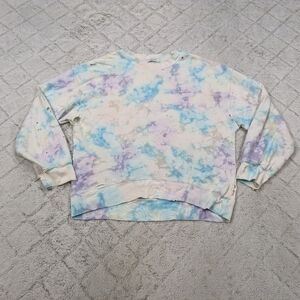 Daydreamer Sweatshirt Women's S Blue Purple Tie Dye Crew Distressed Oversized